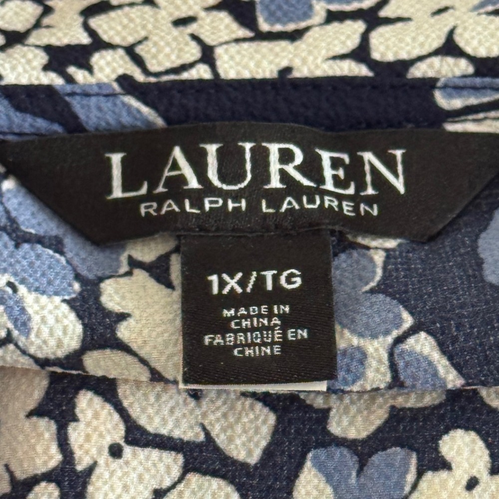Lauren Ralph Lauren Women's Sz 1X Top Floral Ruffle Puff Sleeve Preppy Feminine - Picture 3 of 6